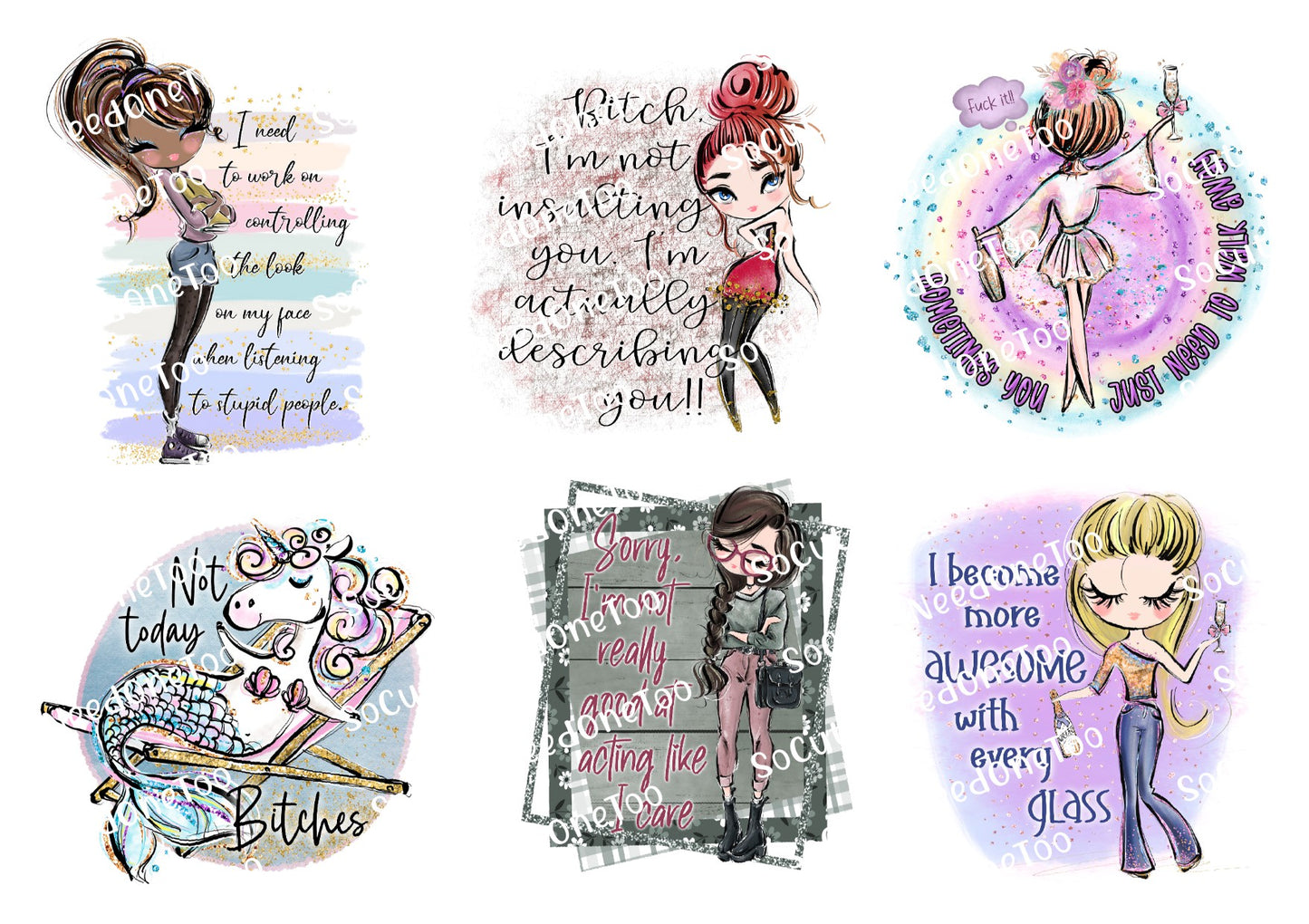 AS - Sassy Women Waterslide Decals - SoCuteINeedOneToo