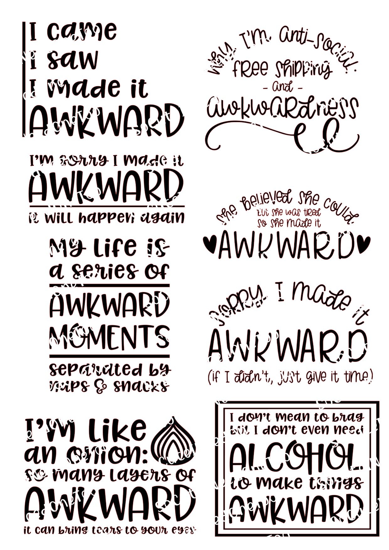 Awkward Moments Waterslide Decals - SoCuteINeedOneToo