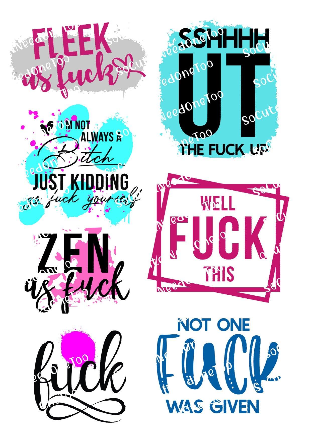Adult Jokes #7 & #8 Waterslide Decals - SoCuteINeedOneToo