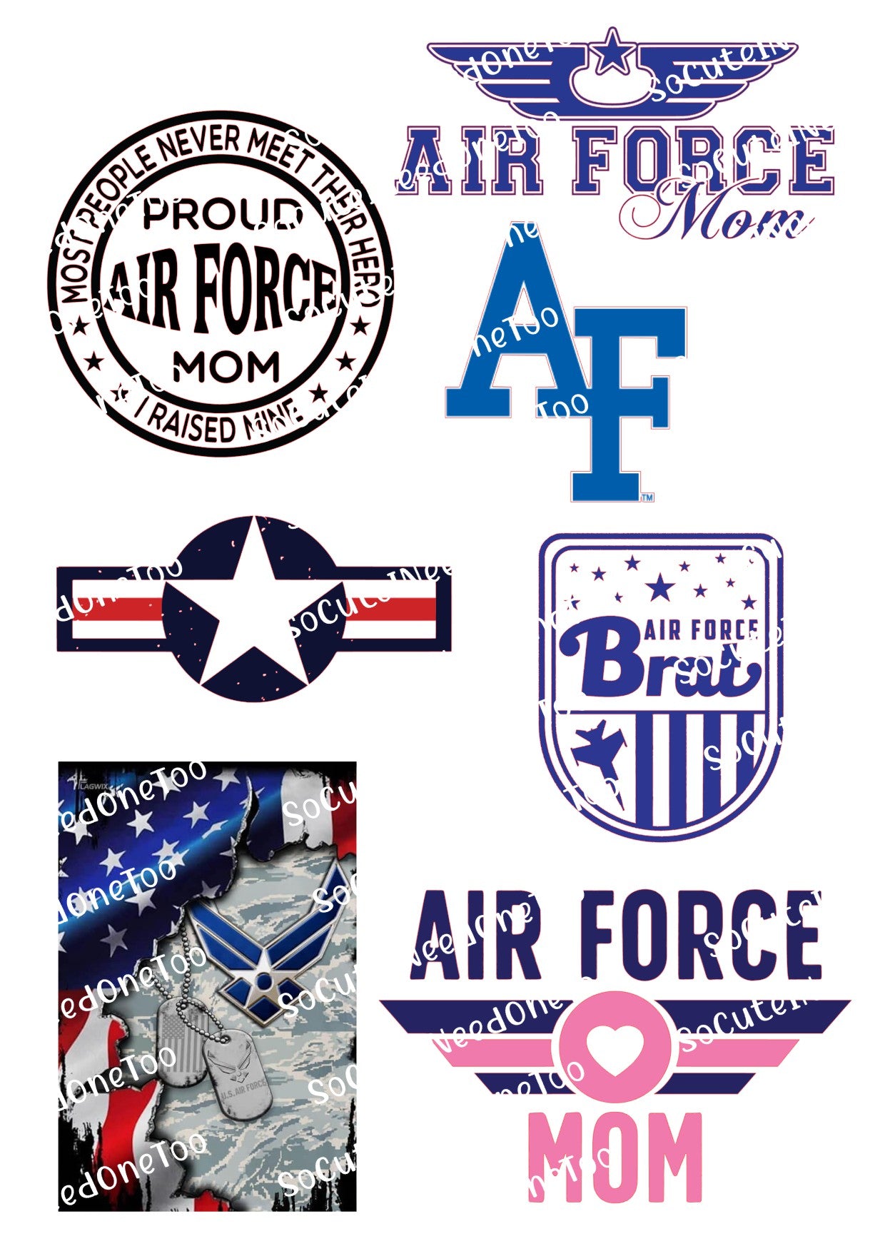Collection of Air Force-themed waterside Decals