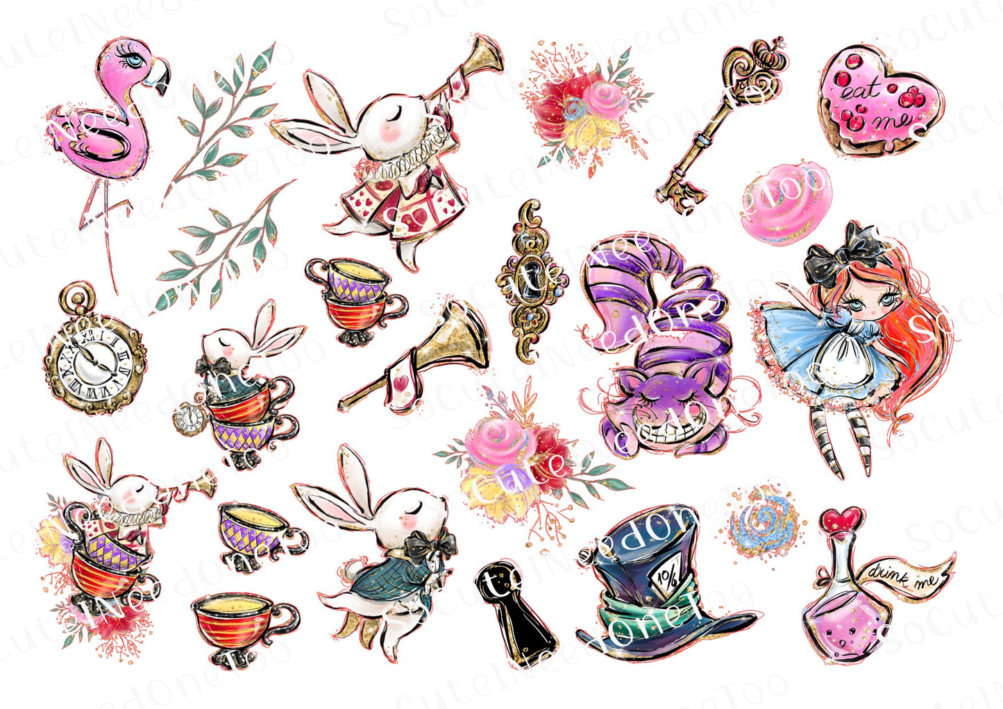 Alice in Wonderland - Tea Party Waterslide Transfers - SoCuteINeedOneToo