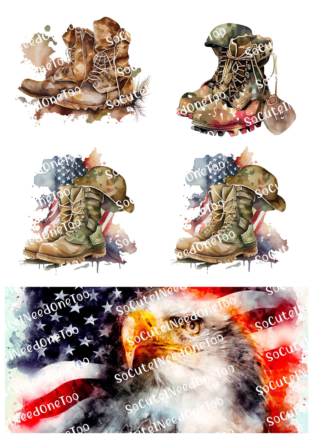 American Military Boots & Eagle Waterslide Decals - SoCuteINeedOneToo