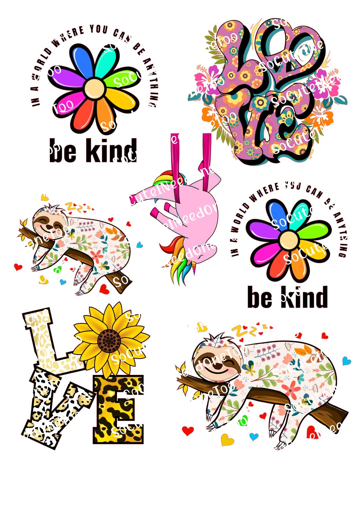 Be Kind & Love Waterslide Decals - SoCuteINeedOneToo