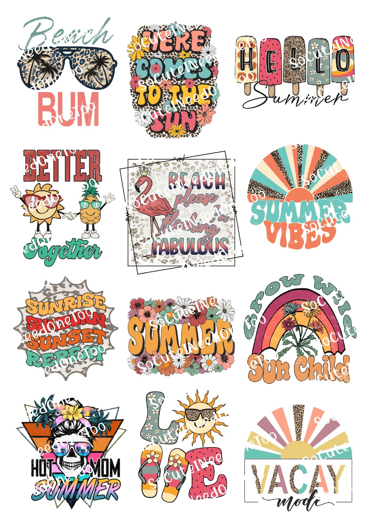 Beach - Beach Bum Waterslide Decals - SoCuteINeedOneToo