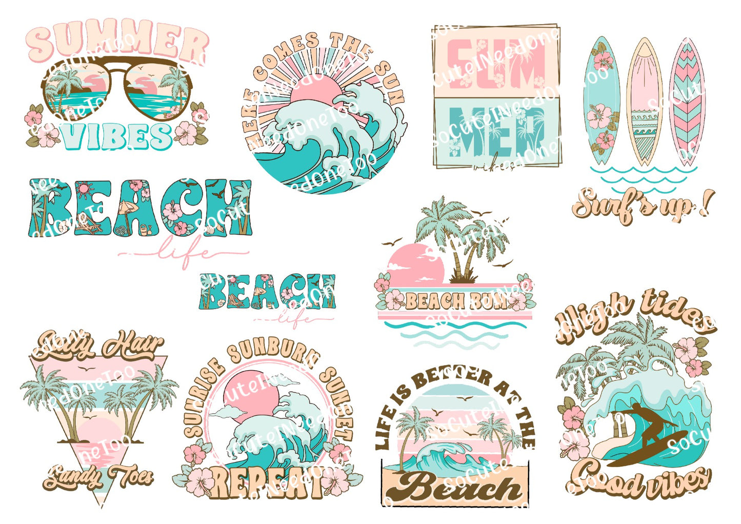 Beach - Retro Summer Waterslide Decals - SoCuteINeedOneToo