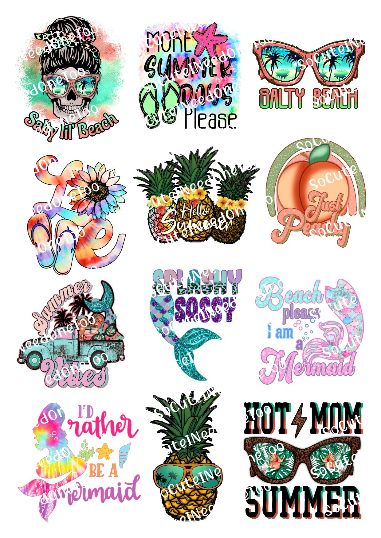 Beach - Salty Little Beach Waterslide Decals - SoCuteINeedOneToo
