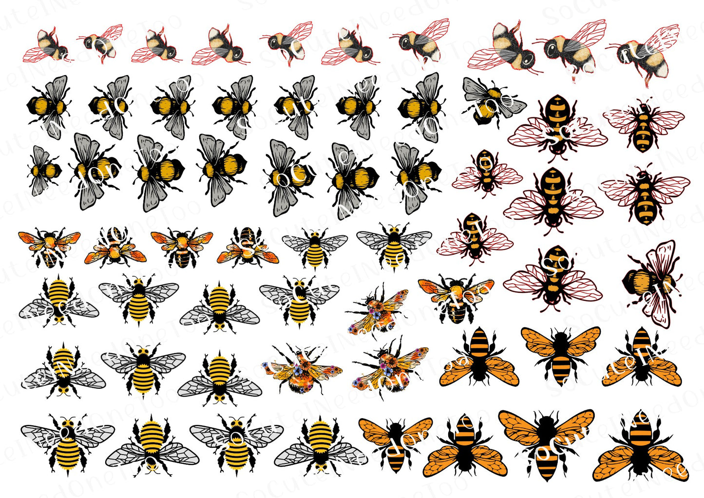Bee Selection Waterslide Decals - SoCuteINeedOneToo