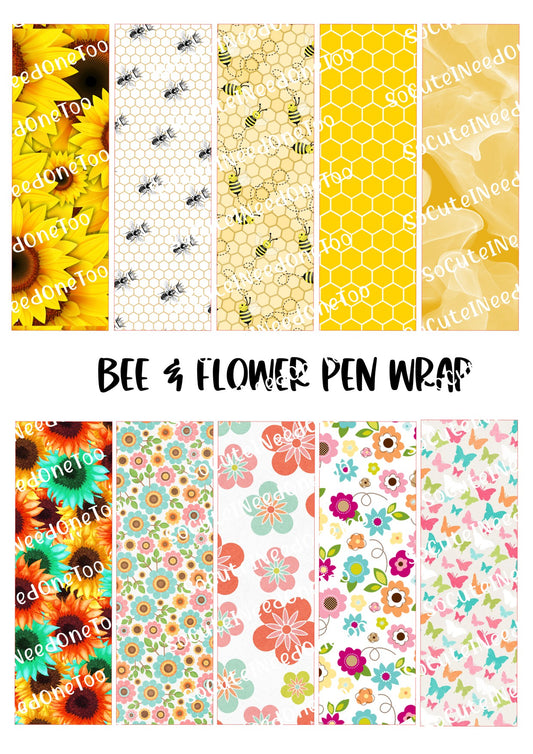 Bee & Flower Waterslide Pen Wraps - SoCuteINeedOneToo