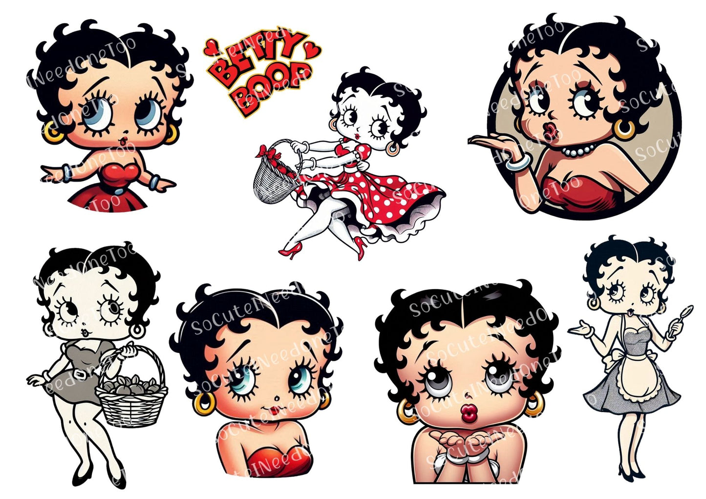 Betty Boop Waterslide Decals Vol 19 – Colorful Chibi & Classic Retro Designs for Tumblers