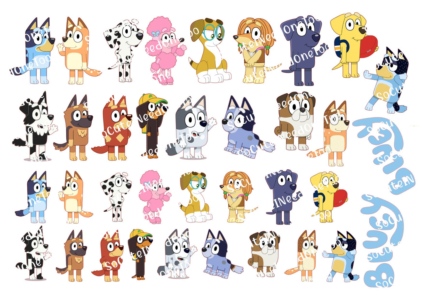 Bluey Characters #2 Waterslide Decals - SoCuteINeedOneToo