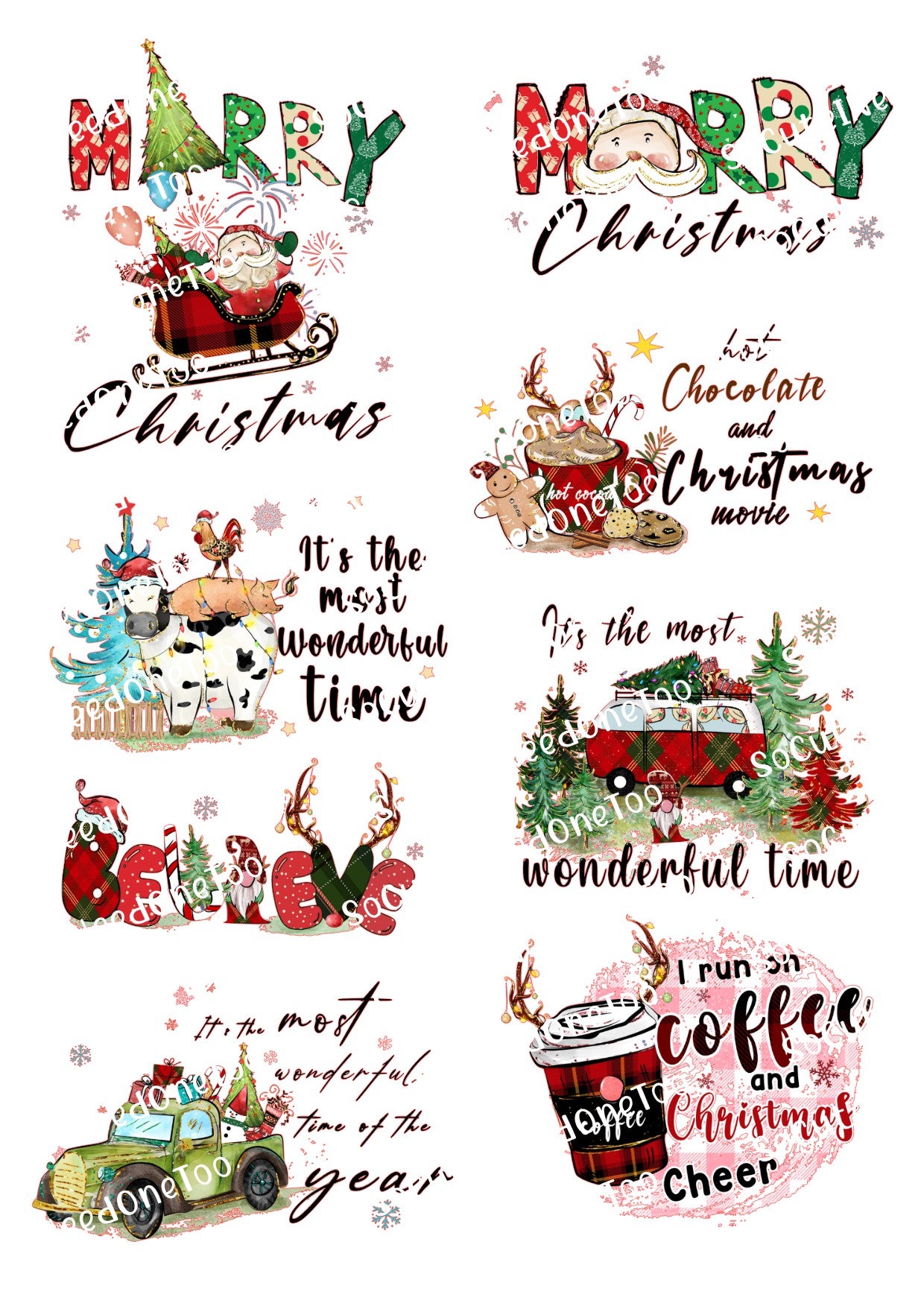 Cows Christmas Waterslide Decals - SoCuteINeedOneToo