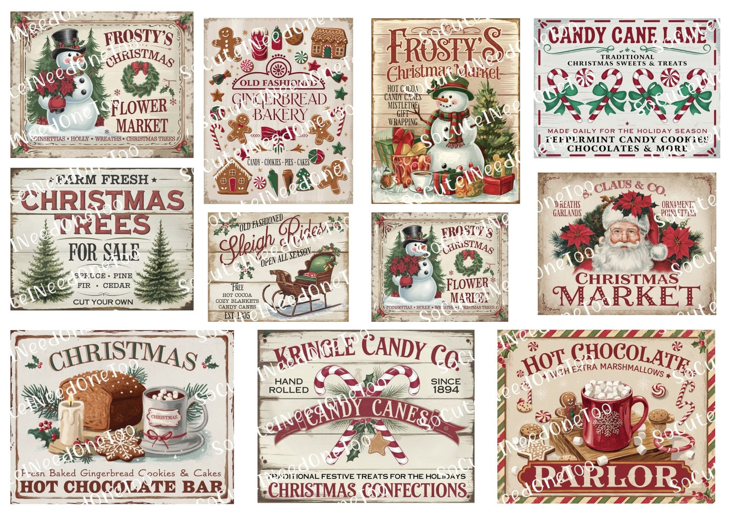 Christmas Signs #2 - #4 Waterslide Decals - SoCuteINeedOneToo