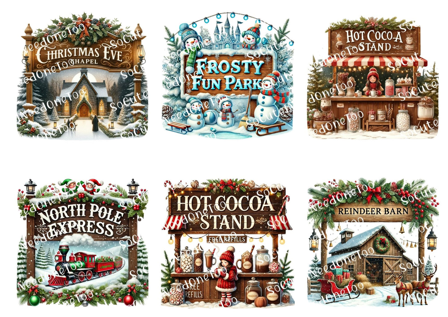 Christmas Signs #2 - #4 Waterslide Decals - SoCuteINeedOneToo