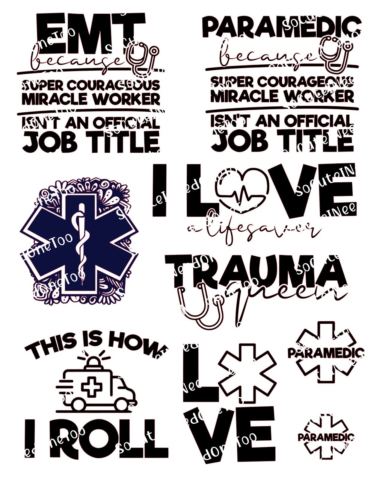 EMT Waterslide Decals - Emergency Medical Technician Designs for Tumblers