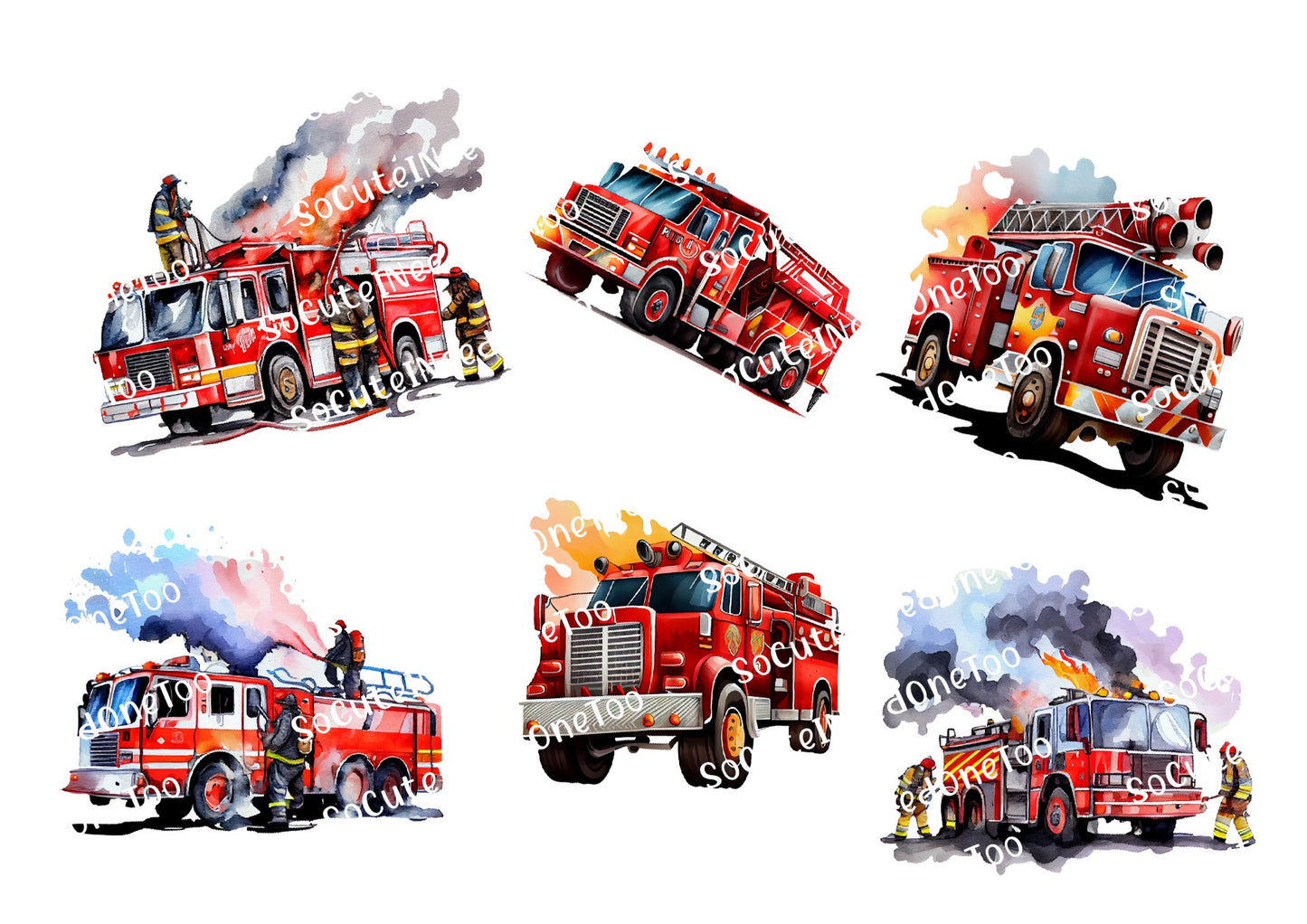 Fire Truck Waterslide Decals - SoCuteINeedOneToo