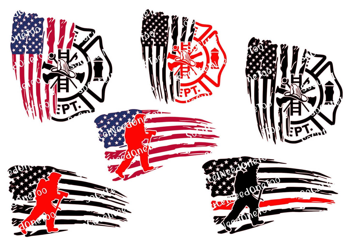 Firefighter Distressed Flag Waterslide Decals - SoCuteINeedOneToo