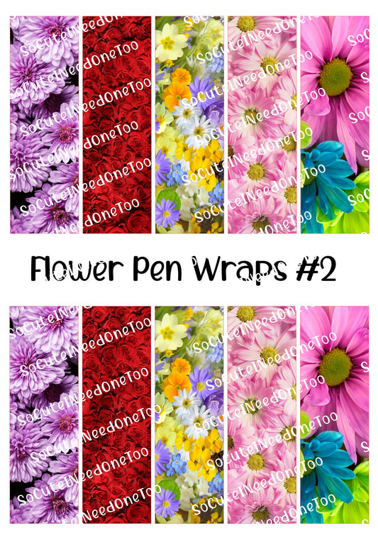 Flower Pen Wraps #1 & #2 – Sunflower & Floral Designs for Bic Pens