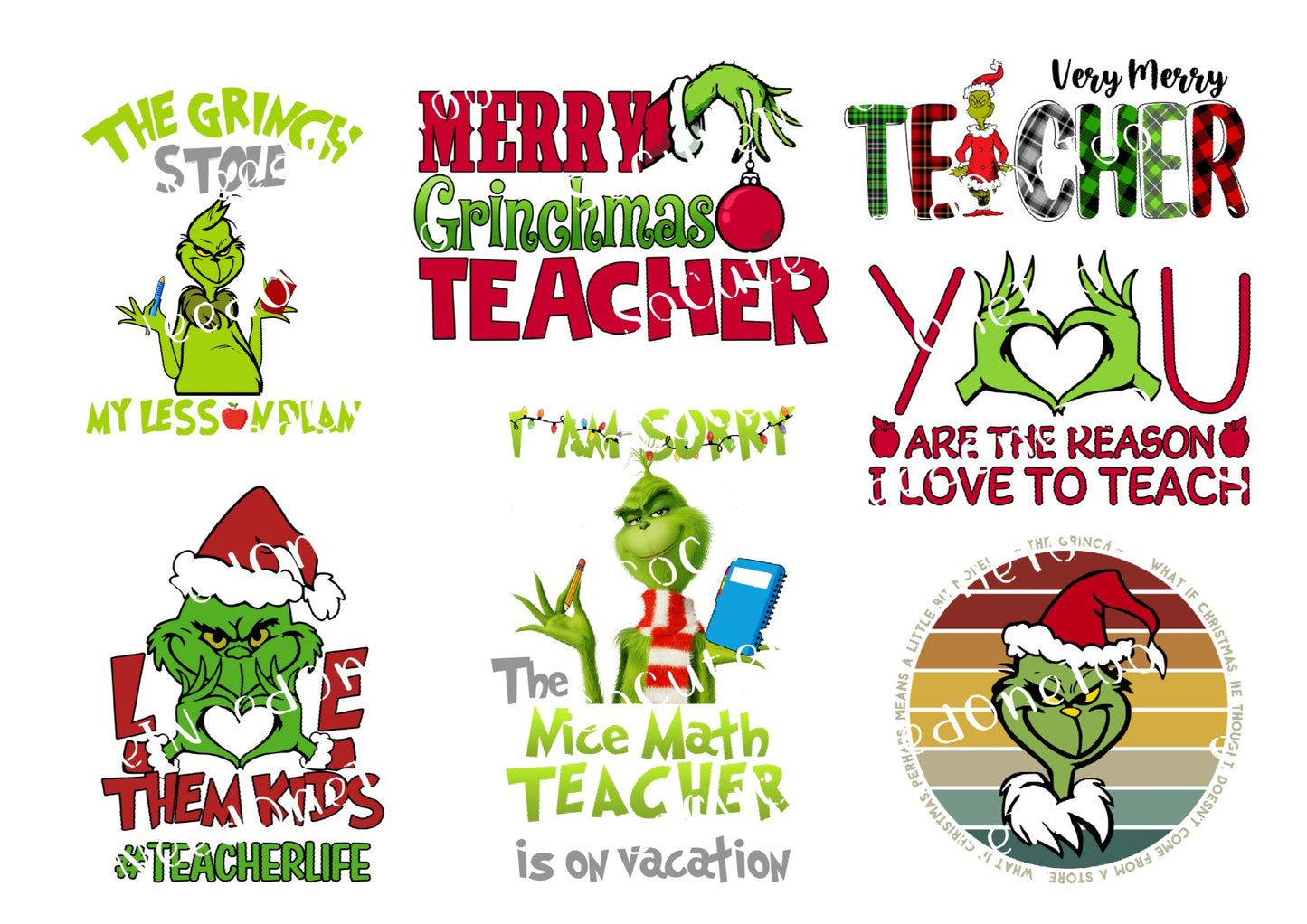 Grinch - Teacher Waterslide Decals - SoCuteINeedOneToo