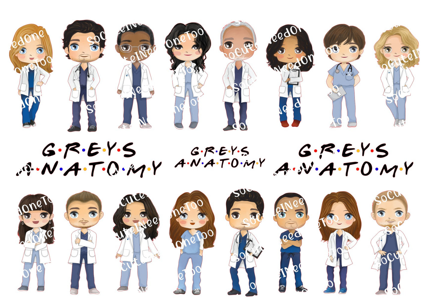 Anatomía de Grey - Calcomanías de personajes para toboganes acuáticos