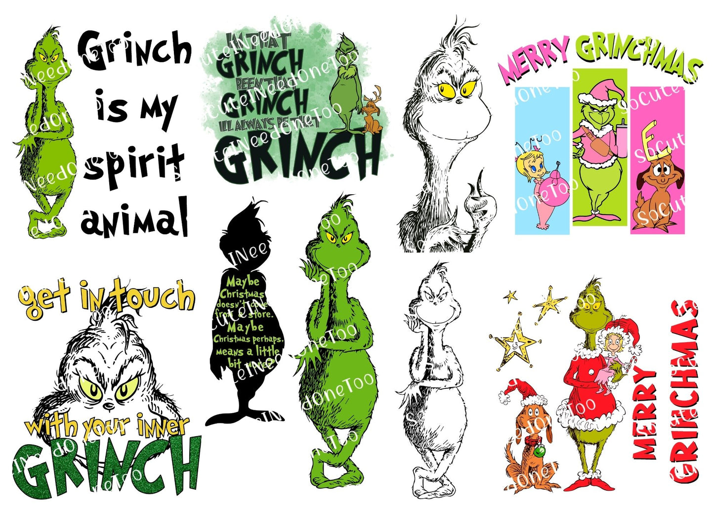 Grinch Collection Waterslide Decals - 46 Full Sheets - SoCuteINeedOneToo