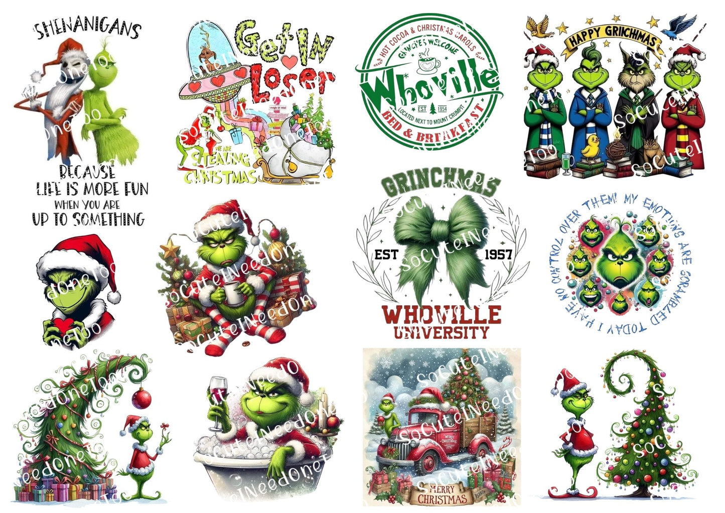 Grinch Collection Waterslide Decals - 46 Full Sheets - SoCuteINeedOneToo