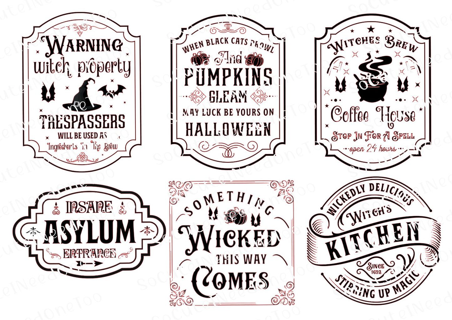 Halloween Warning Labels Waterslide Decals