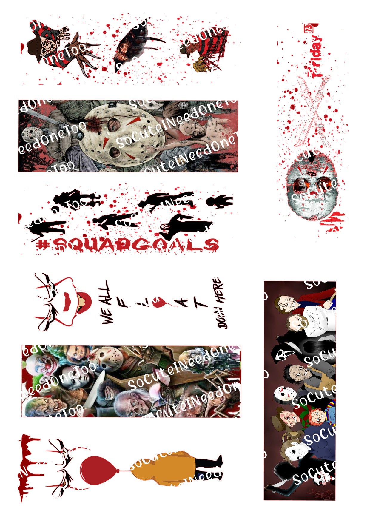 Horror Pen Wraps #2 - Spooky Waterslide Decals