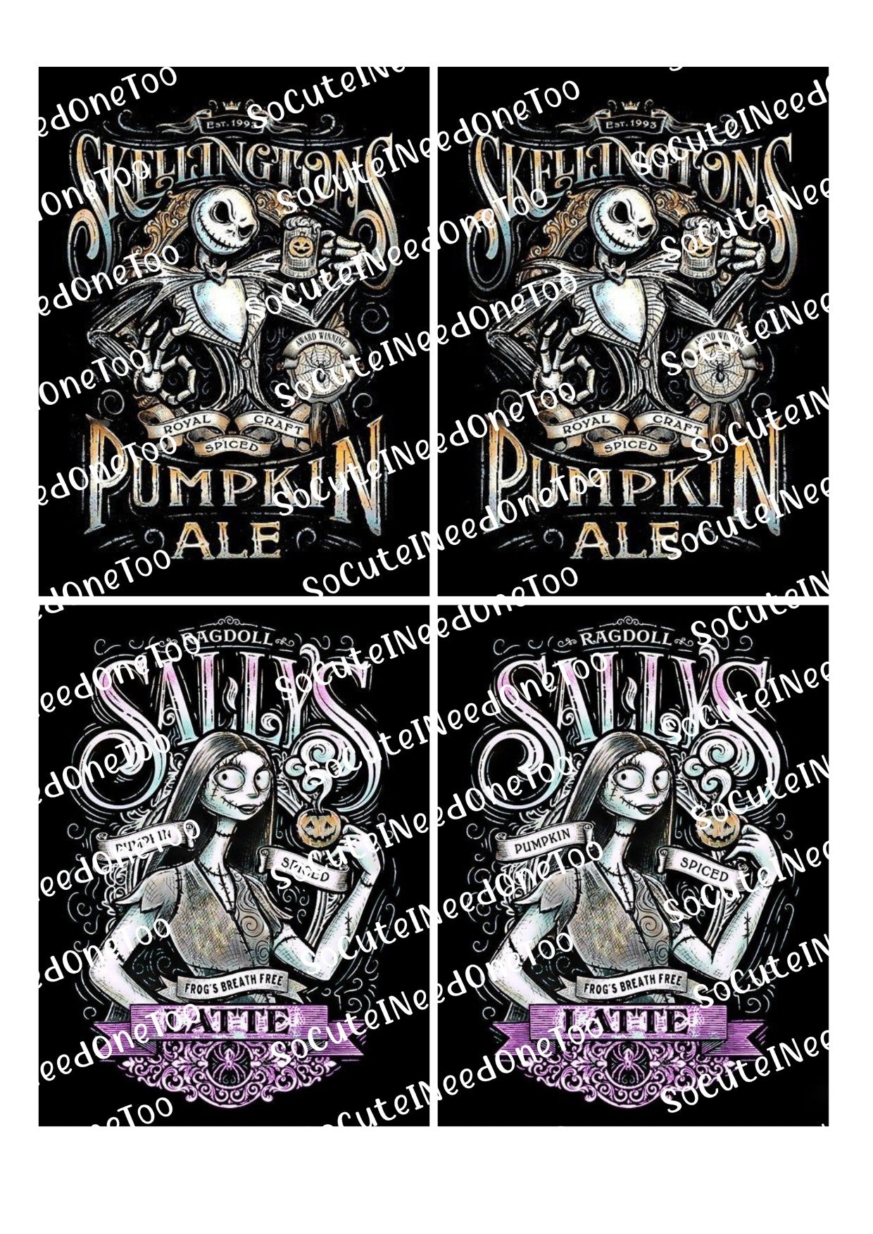 Jack & Sally #11 Pumpkin/Latte Decals - SoCuteINeedOneToo