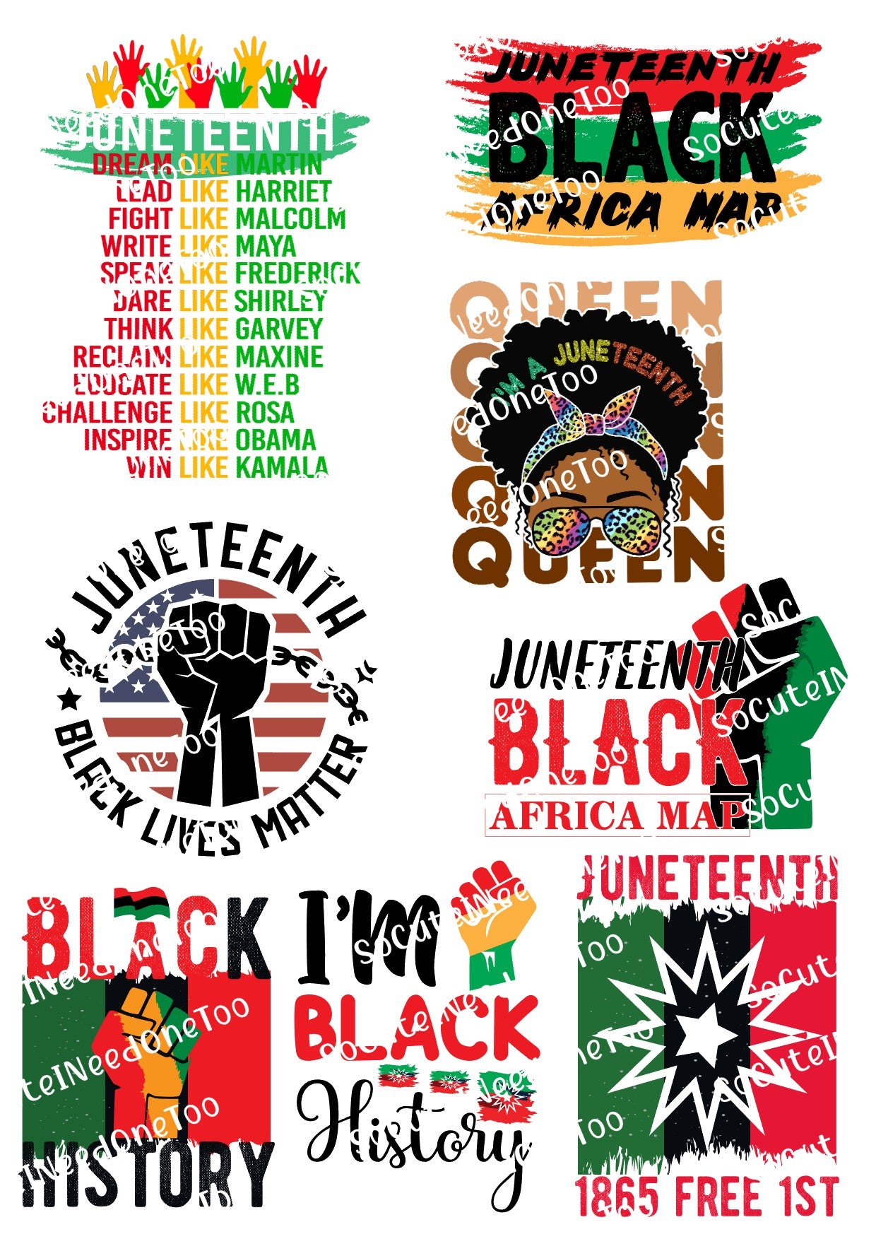 Juneteenth #3 Waterslide Decals – Celebration & Freedom Designs for Tumblers