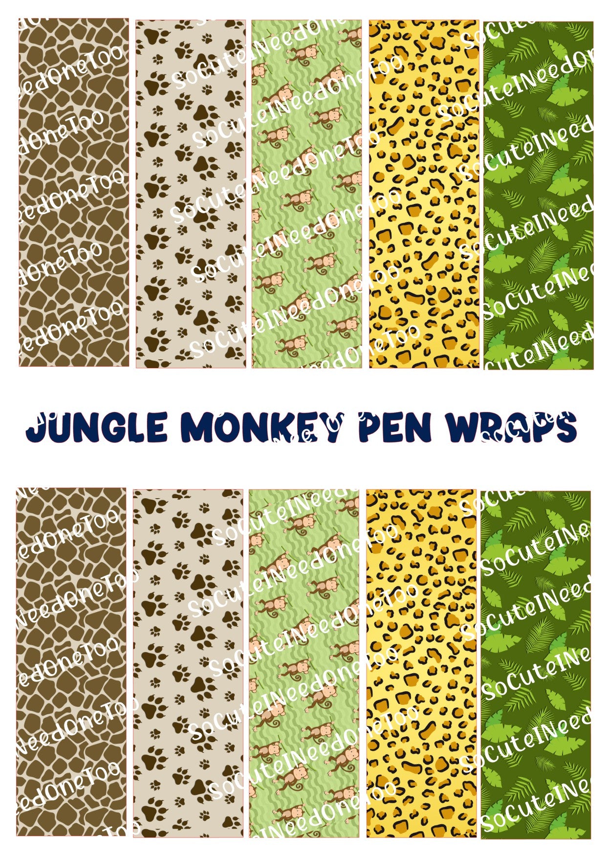 Jungle Monkey Pen Wraps - Tropical Waterslide Decals