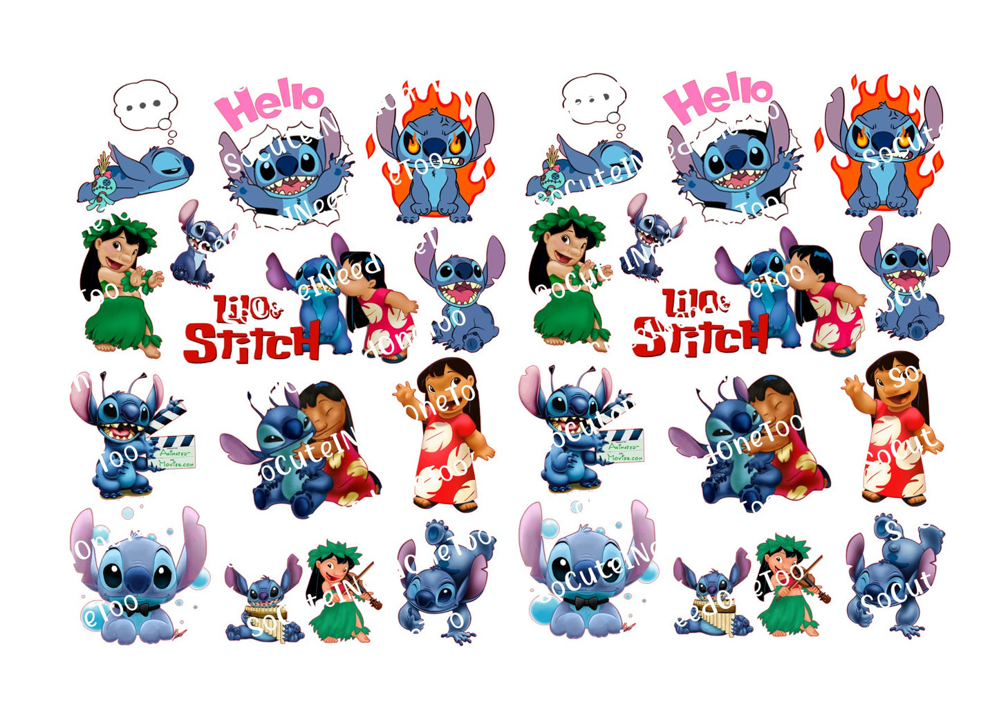 Lilo & Stitch Waterslide Decals - 15 Full Sheets for Fun Crafts and DIYs - SoCuteINeedOneToo