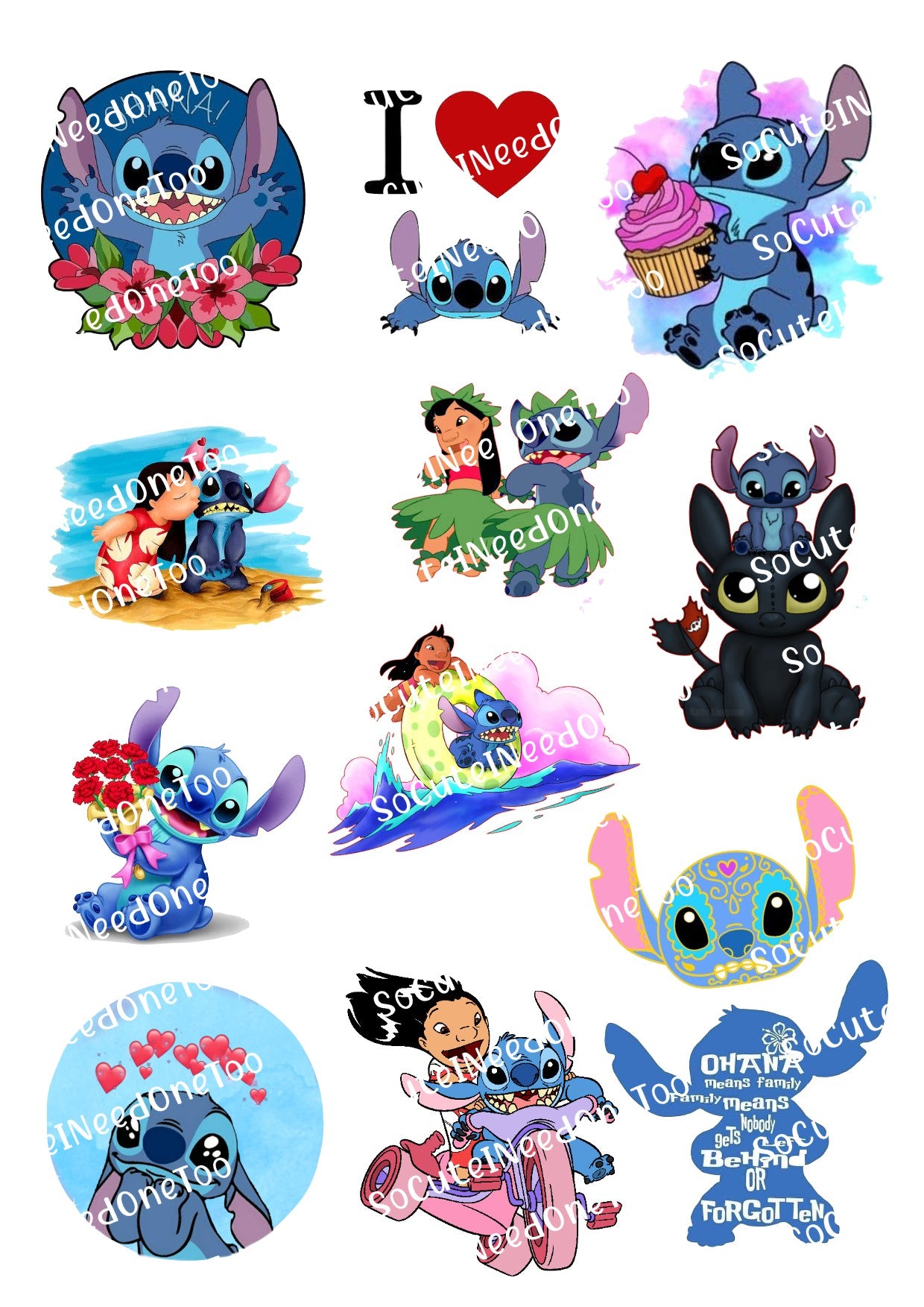Lilo & Stitch Waterslide Decals - 15 Full Sheets for Fun Crafts and DIYs - SoCuteINeedOneToo