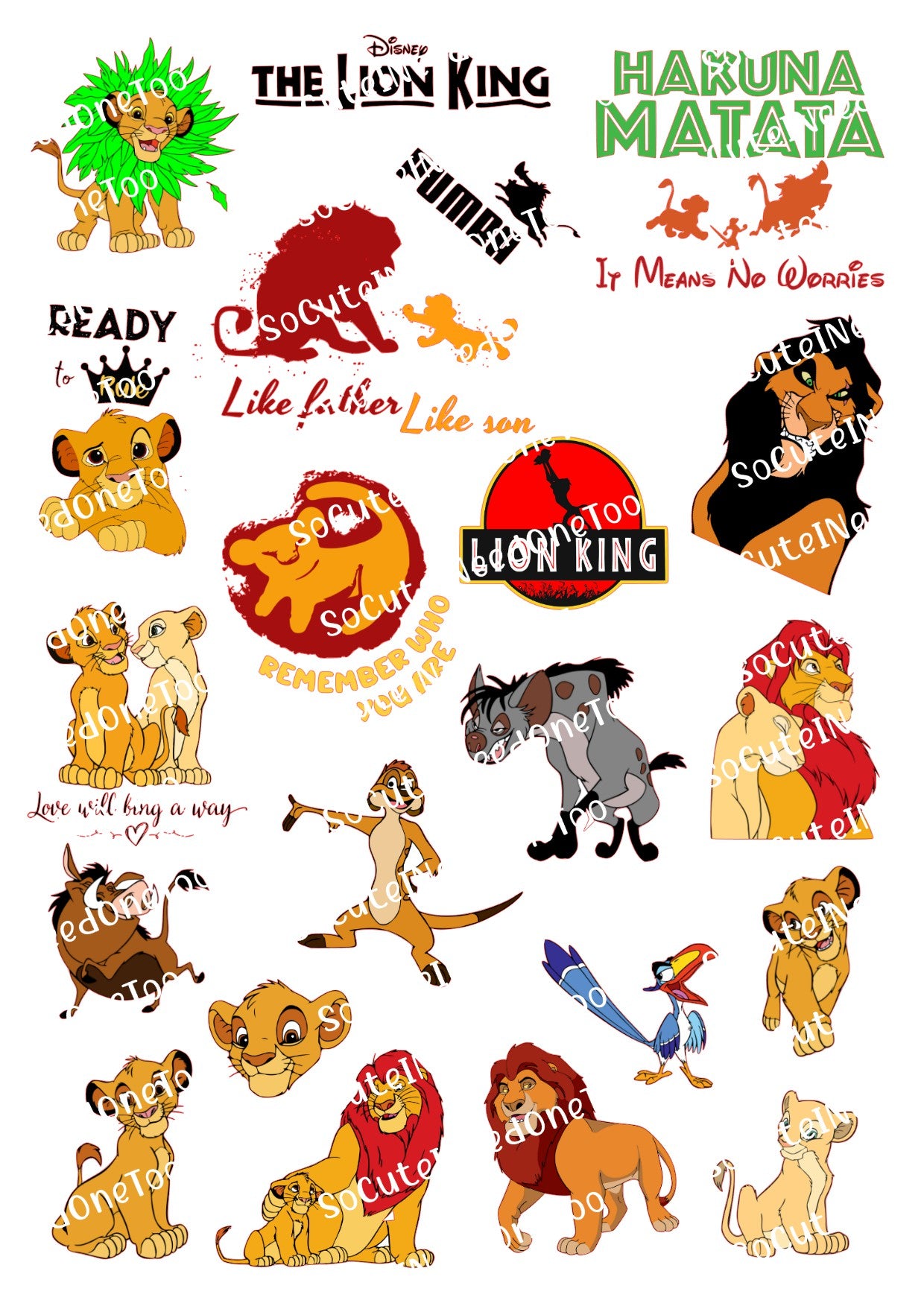 Lion King Waterslide Decals - Premium Clear Transfer