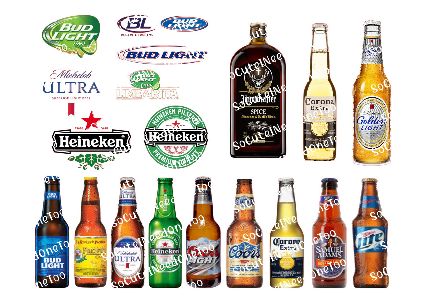 Botellas de licor sobre papel para impresión al agua