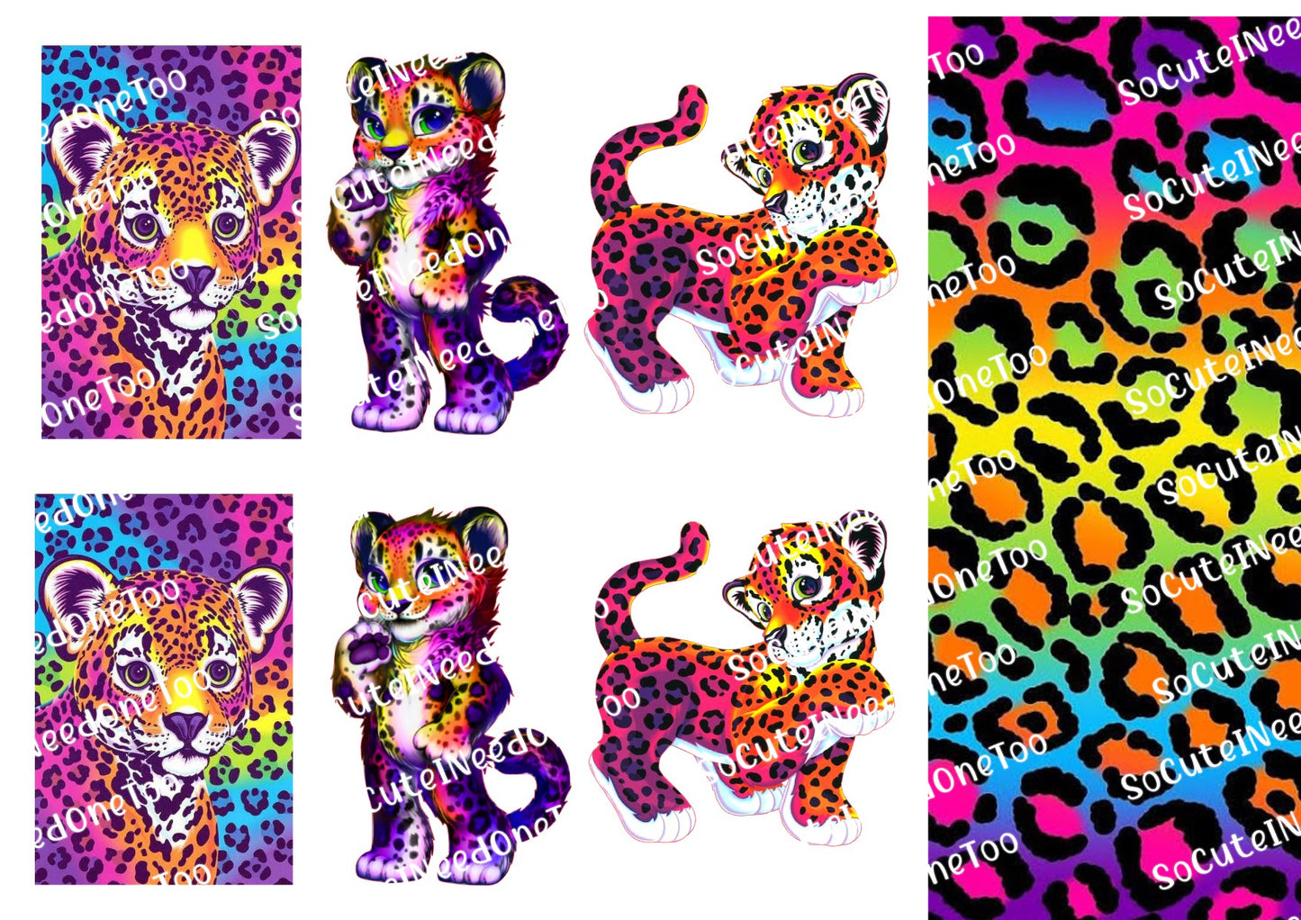 Calcomanías de agua de hoja completa de Lisa Frank Cheetah