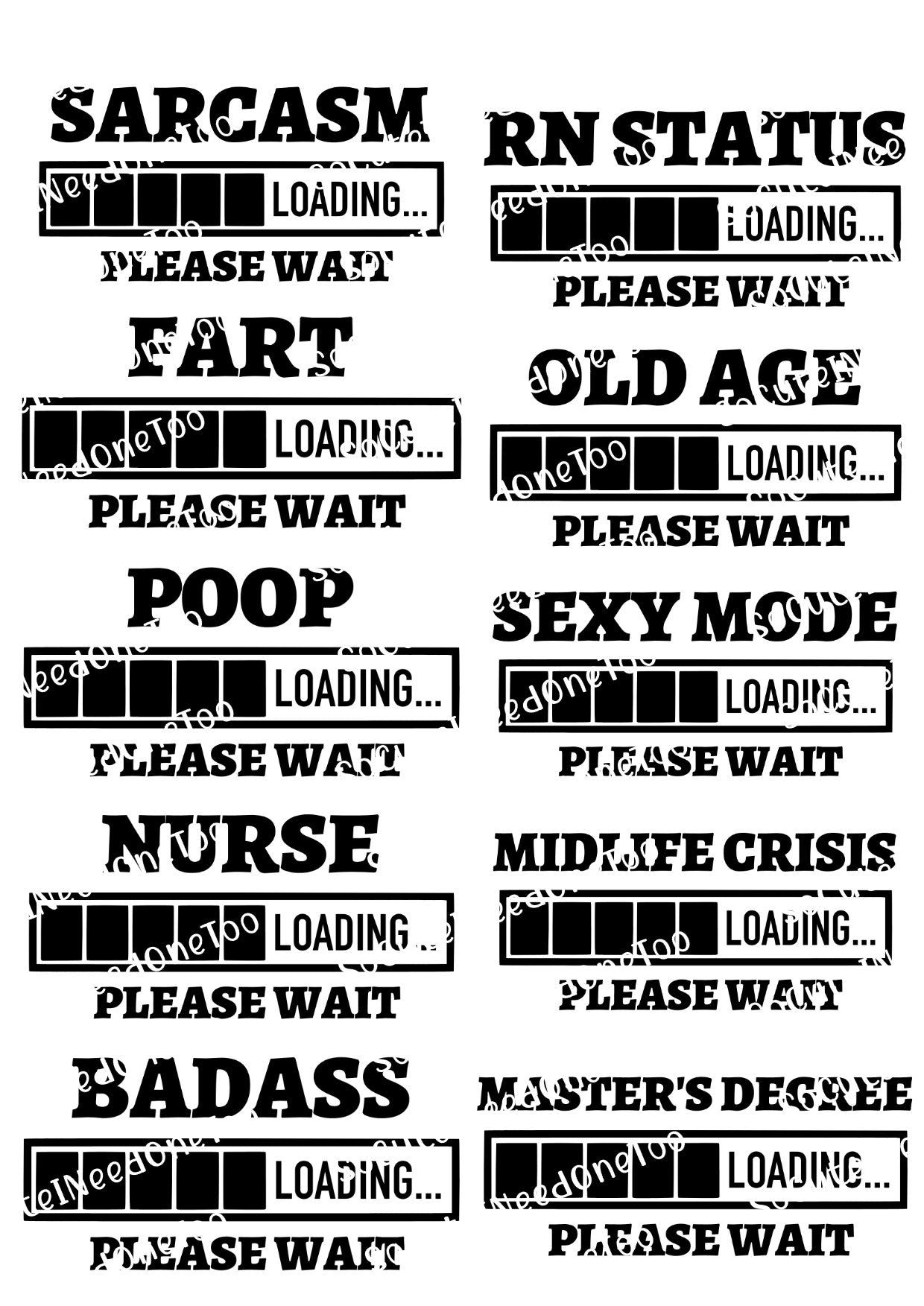 Loading Please Wait Waterslide Decals - Funny Tech Humor Designs for Tumblers