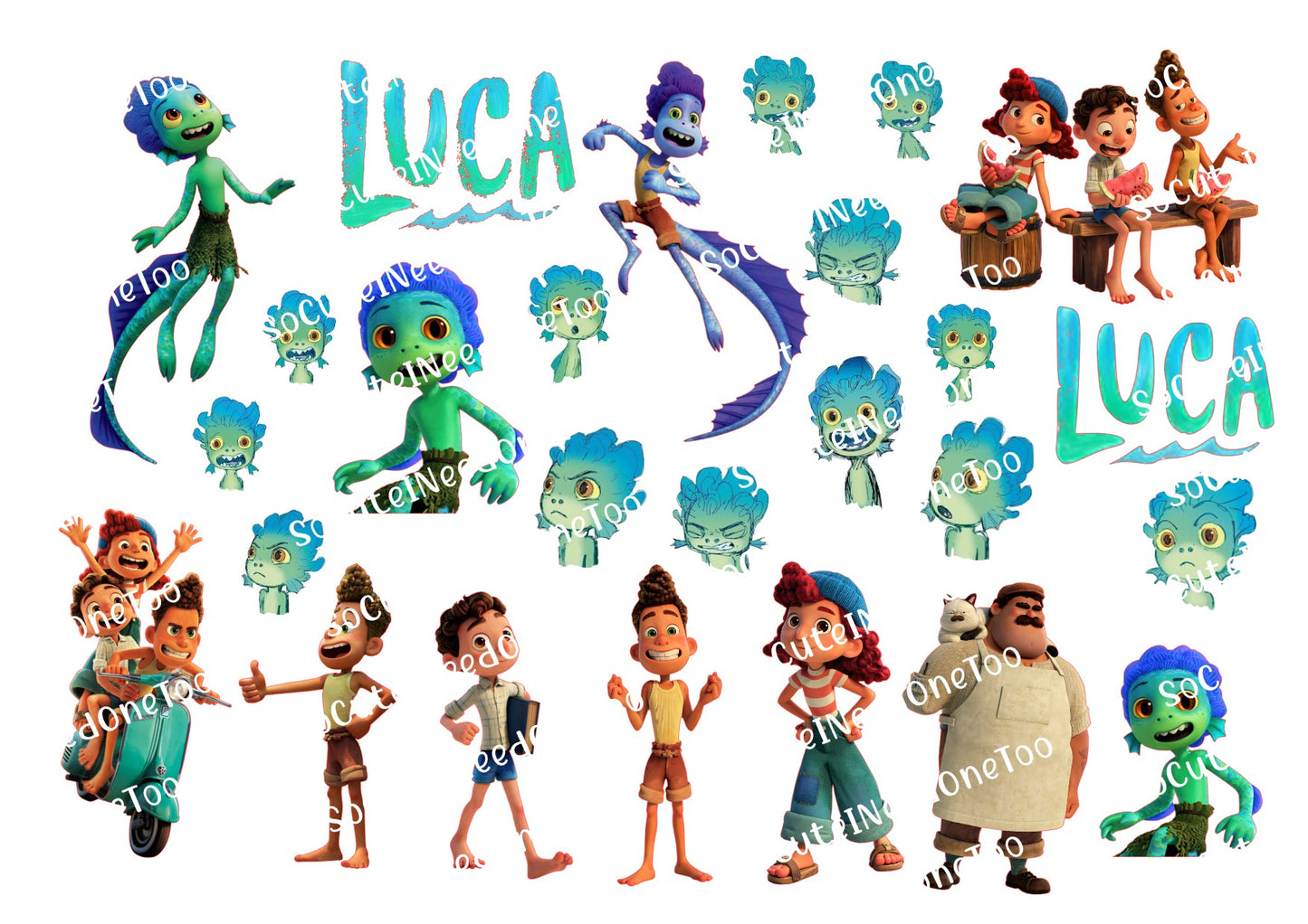 LUCA Disney Movie Waterslide Decals - Kids Cup Decorations