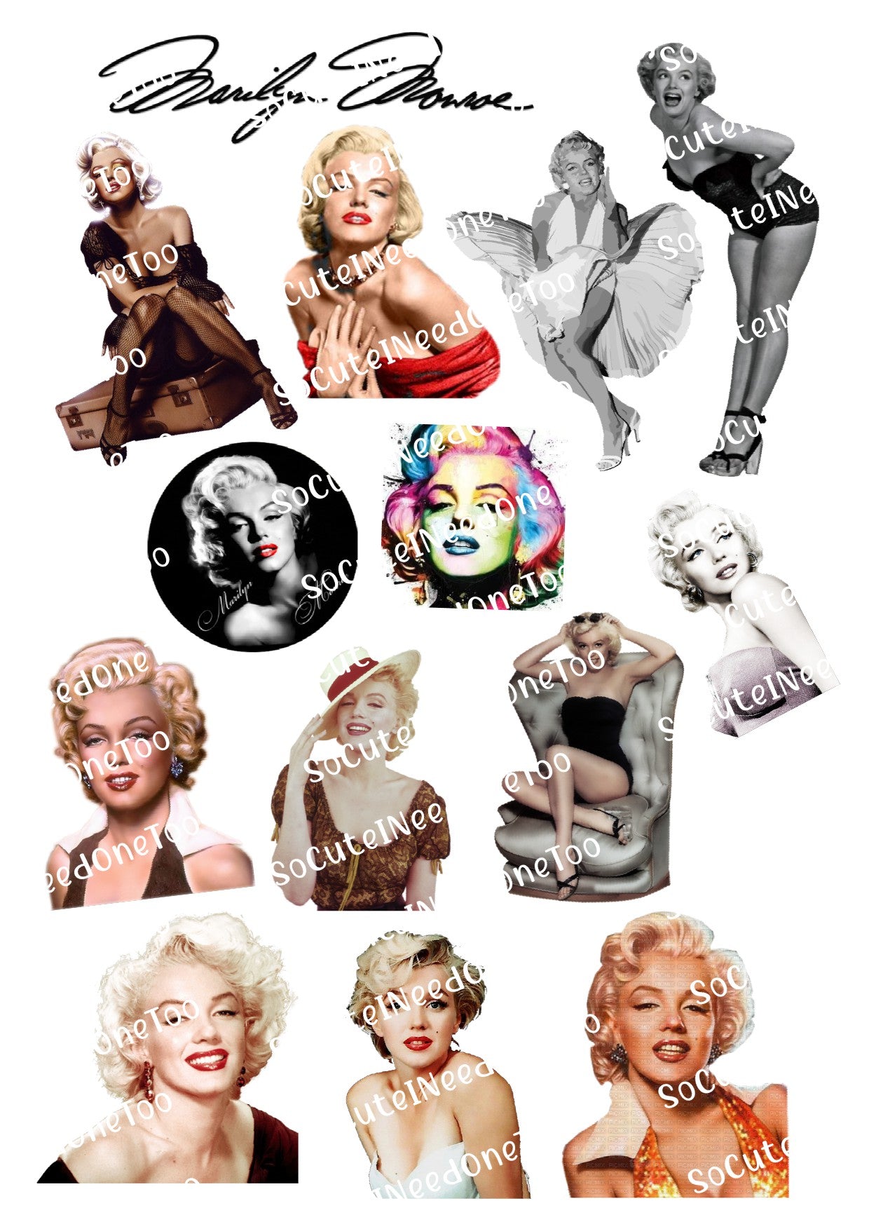 Marilyn Monroe Waterslide Decals