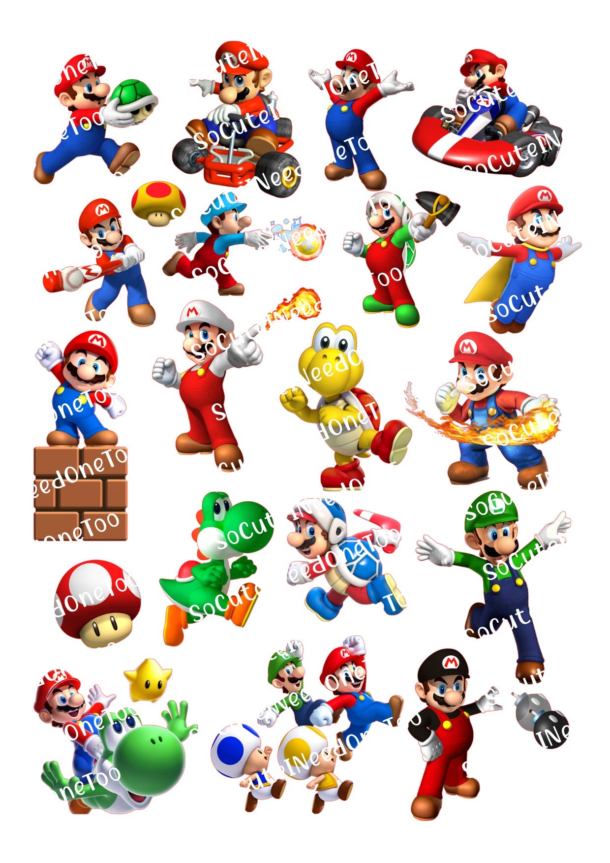 Calcomanías de tobogán acuático de Mario y Luigi