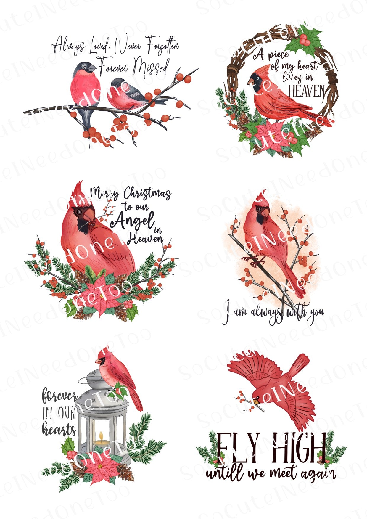 Memorial Red Cardinals Waterslide Decals - SoCuteINeedOneToo