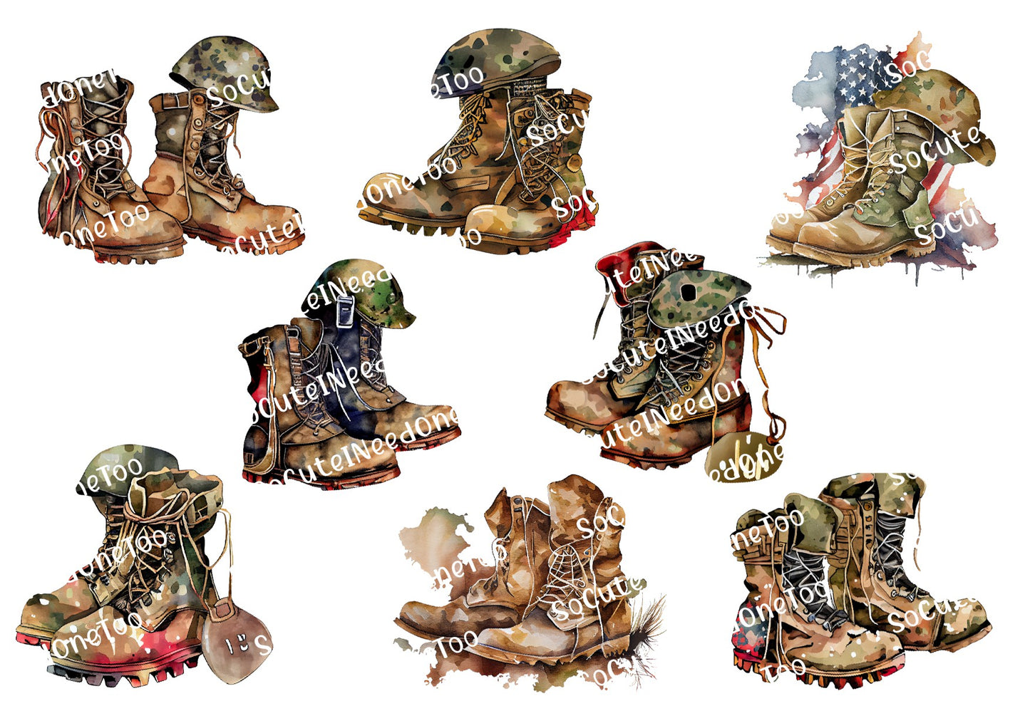 Calcomanías de agua con diseño de botas militares