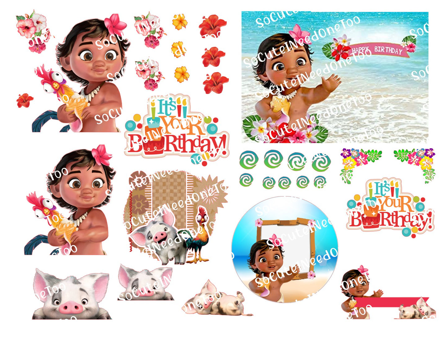 Moana - Baby Characters Waterslide Decals