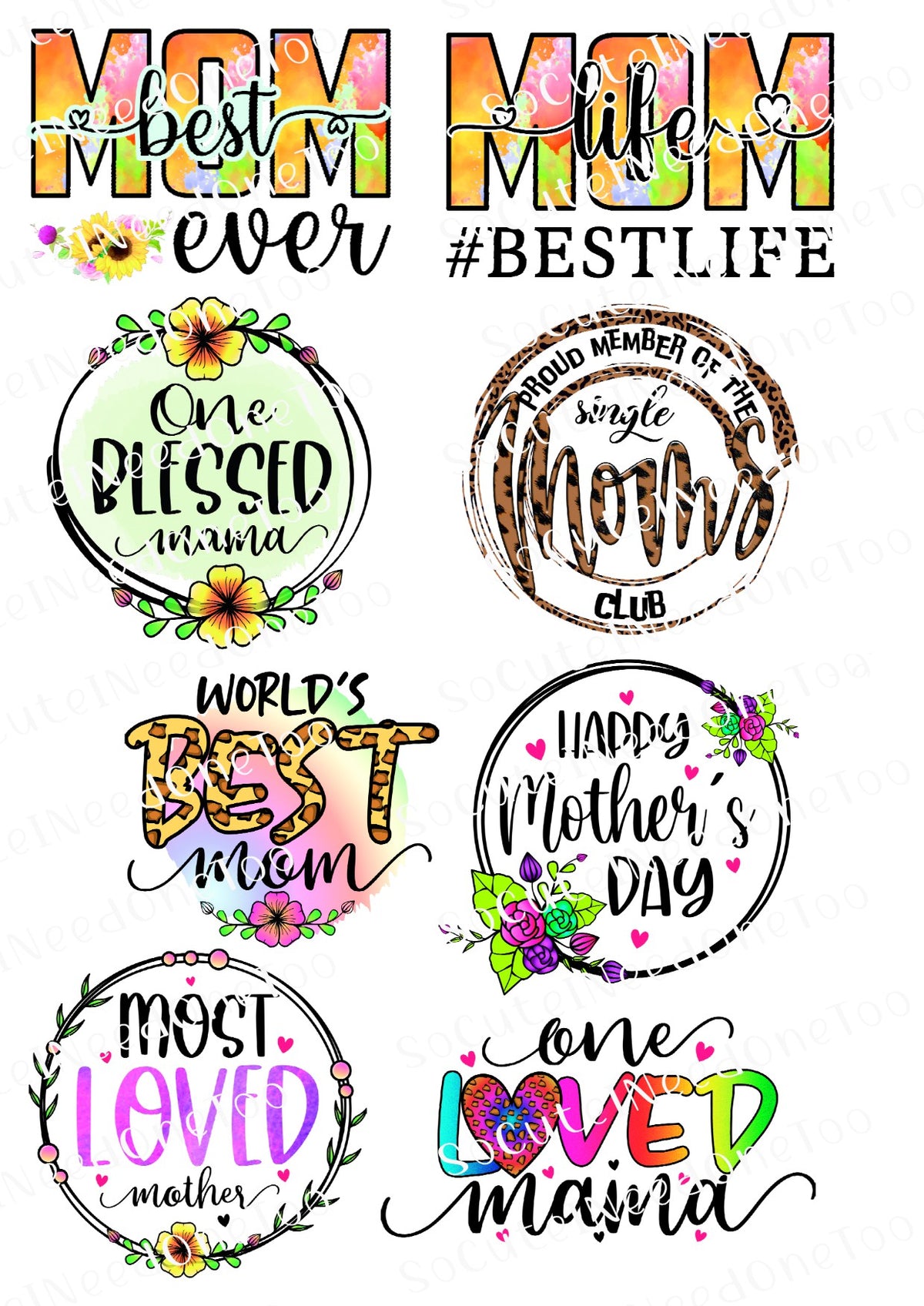 Mom Life #4 waterslide decal sheet – mom life sayings for tumblers