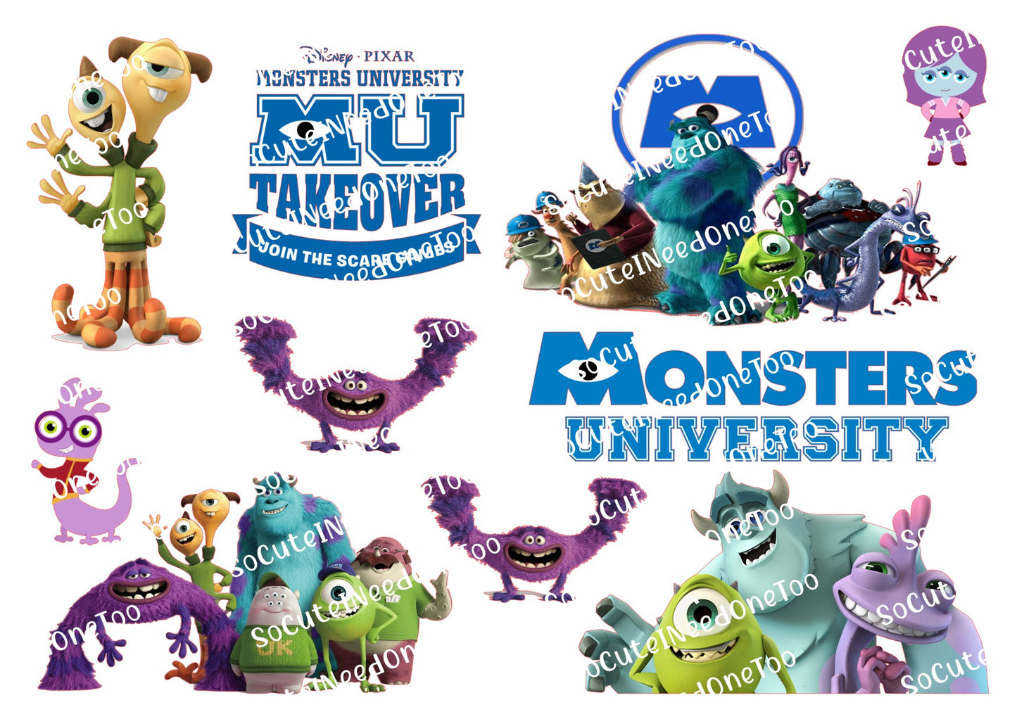 Monsters University Waterslide Decals – Disney Pixar Designs for Tumblers & Crafts