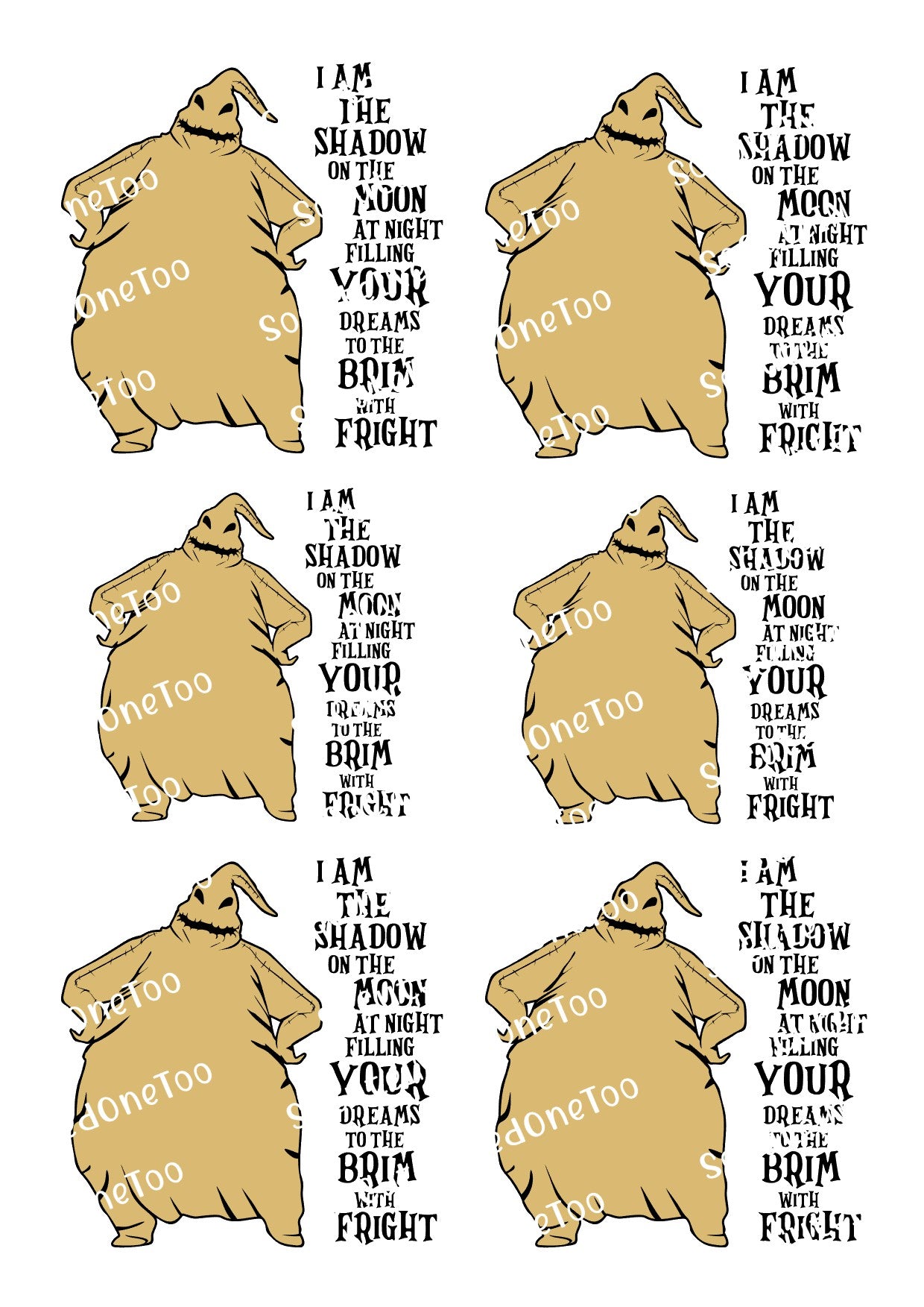 Oogie Boogie Waterslide Decals - Nightmare Before Christmas