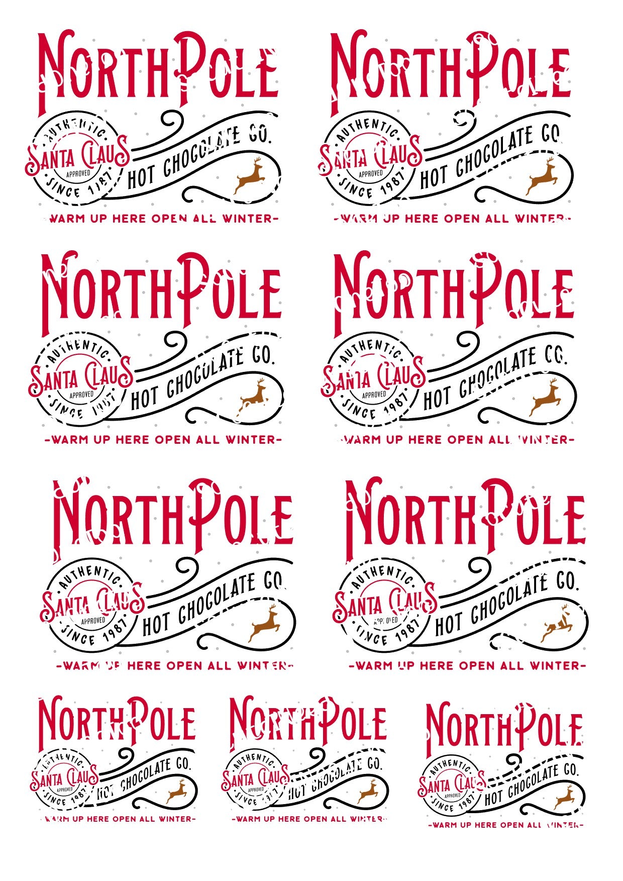 North Pole - HOT COCOA Waterslide Decals