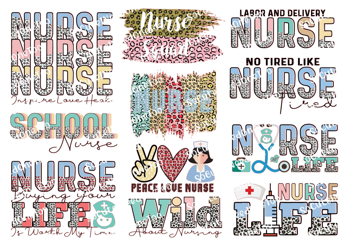 Nurse Labor & Delivery Waterslide Decals - Clear or White Background