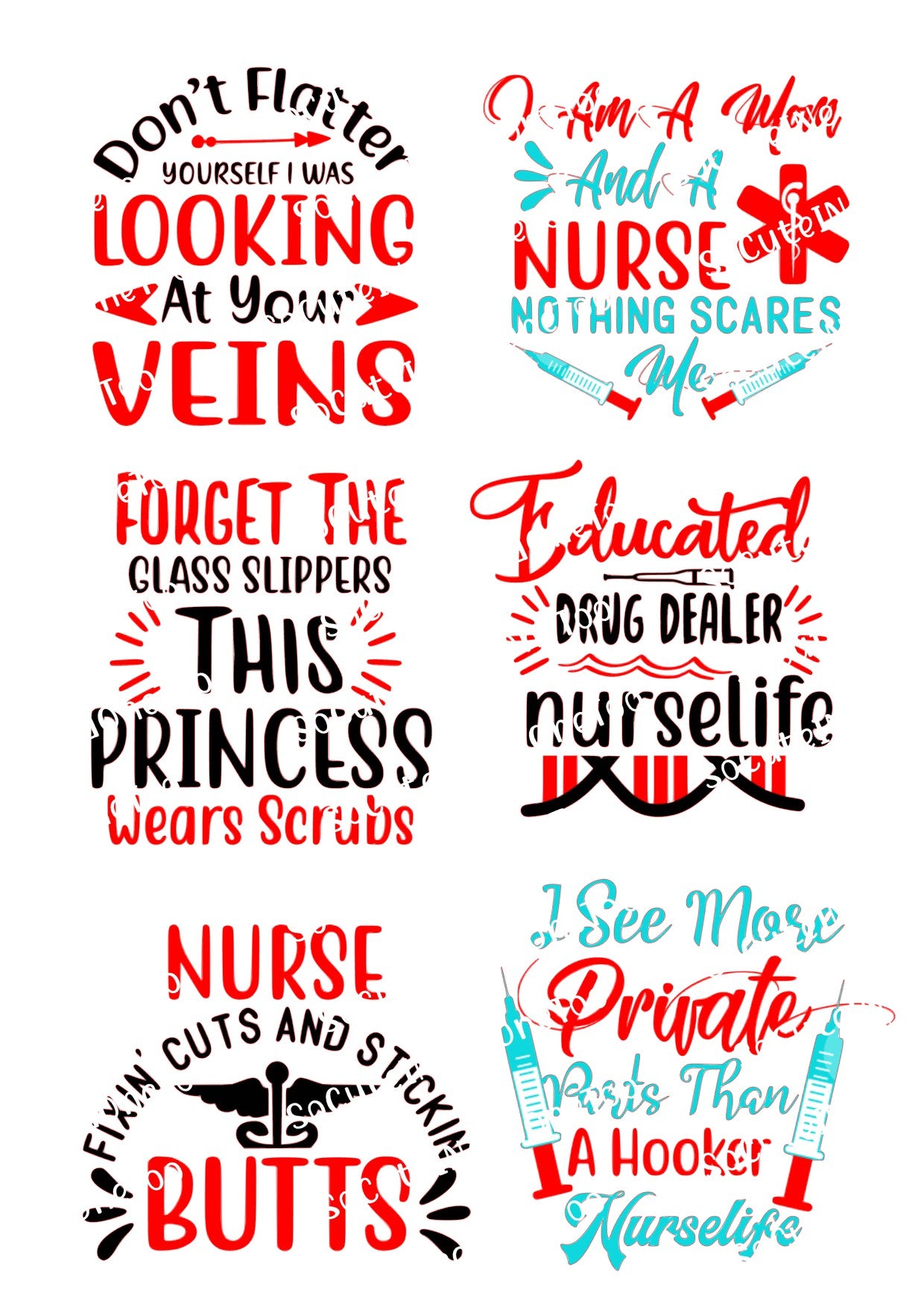 Enfermera - Trama Queen en papel de agua transparente/blanco listo para usar