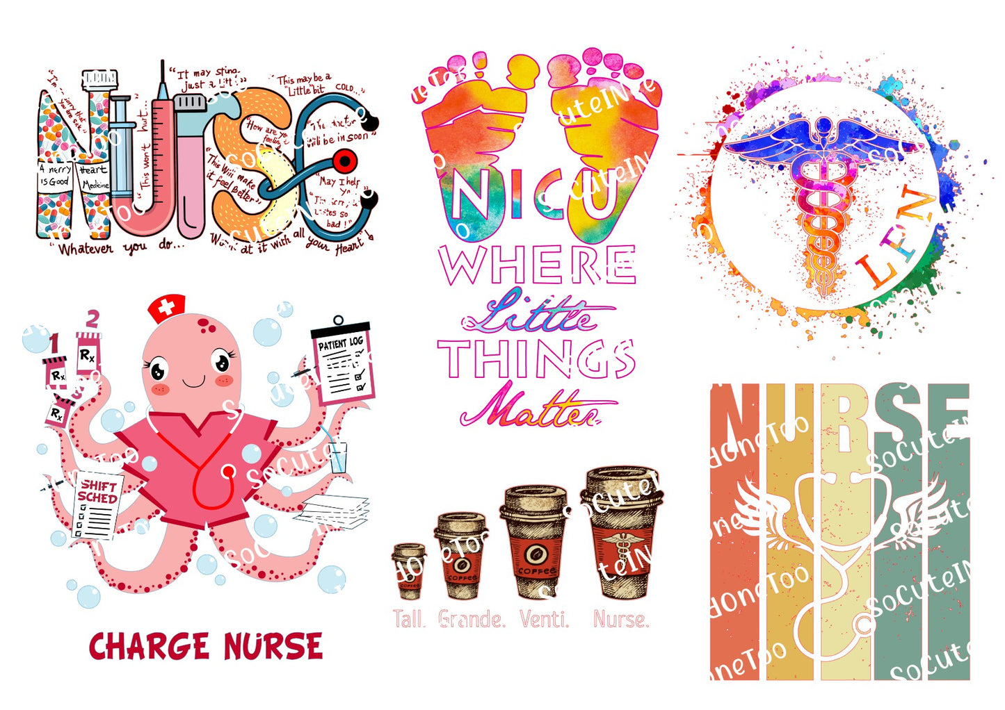Charge Nurse Waterslide Decals - LPN, Nurse Clear or White Waterslides - SoCuteINeedOneToo