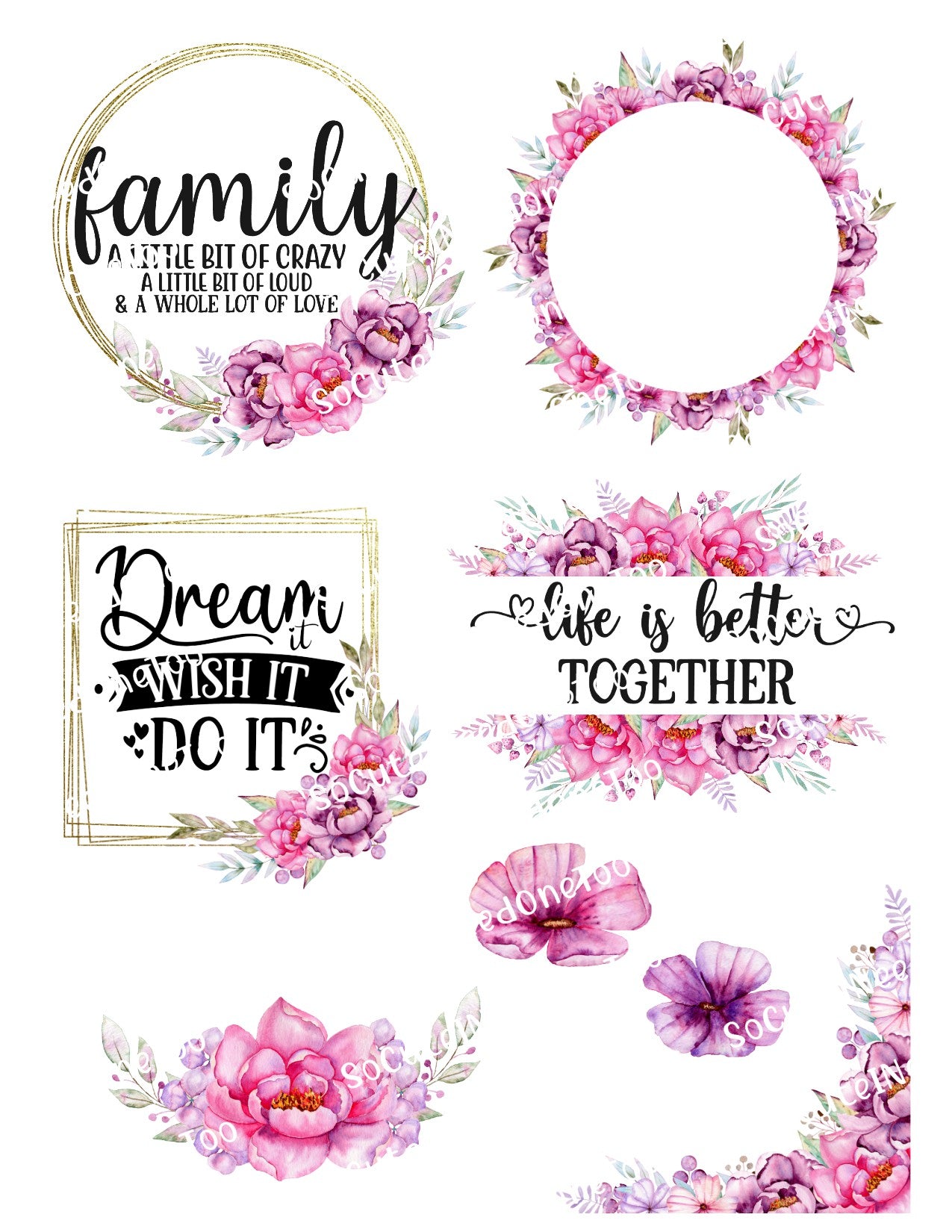 Pink Family Waterslide Decals - SoCuteINeedOneToo